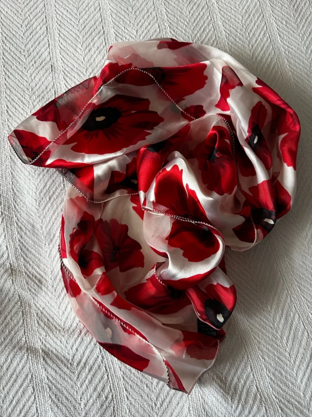 Beautiful Poppy Scarf Silk Feel 60” x 13”